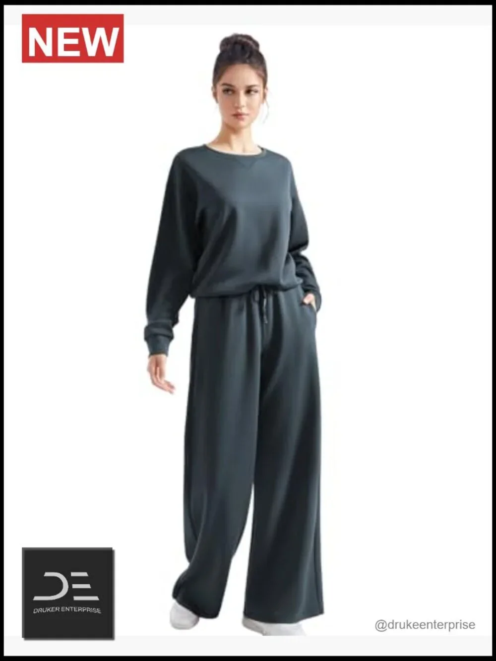 Modal Oversized Sweatshirt Wide Leg Pants 2 Piece Set